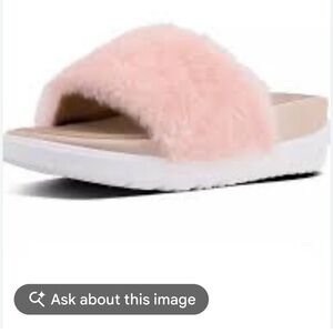 Fitflop Limited Edition Loosh Luxe Dusty Pink Shearling Slides. Size 6. EUC